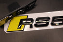 Gloss Black Yellow RS5 Front Grille Stick-On & Rear Boot Badge Set Fit For AUDI
