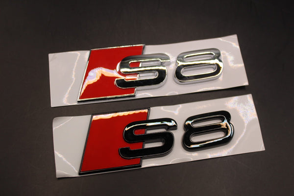 Gloss Black/Chrome Silver S8 Fits Audi Badge Letters Emblem Rear Trunk Boot Lid