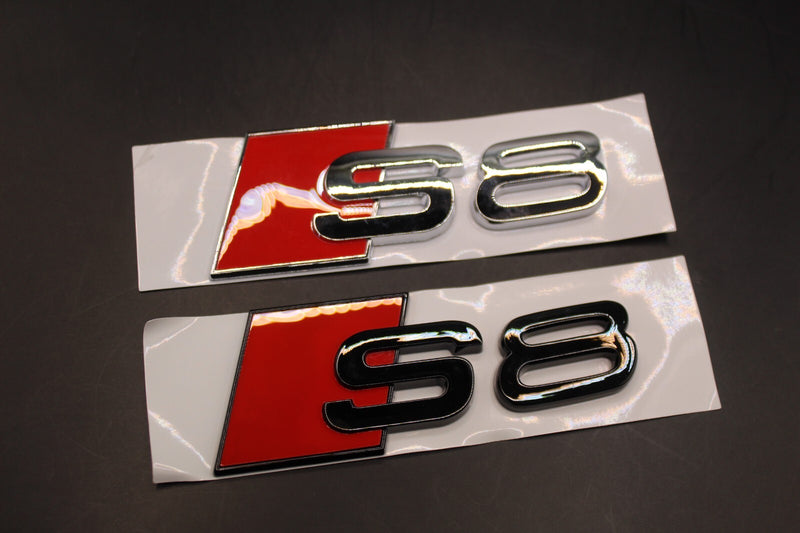 Gloss Black/Chrome Silver S8 Fits Audi Badge Letters Emblem Rear Trunk Boot Lid