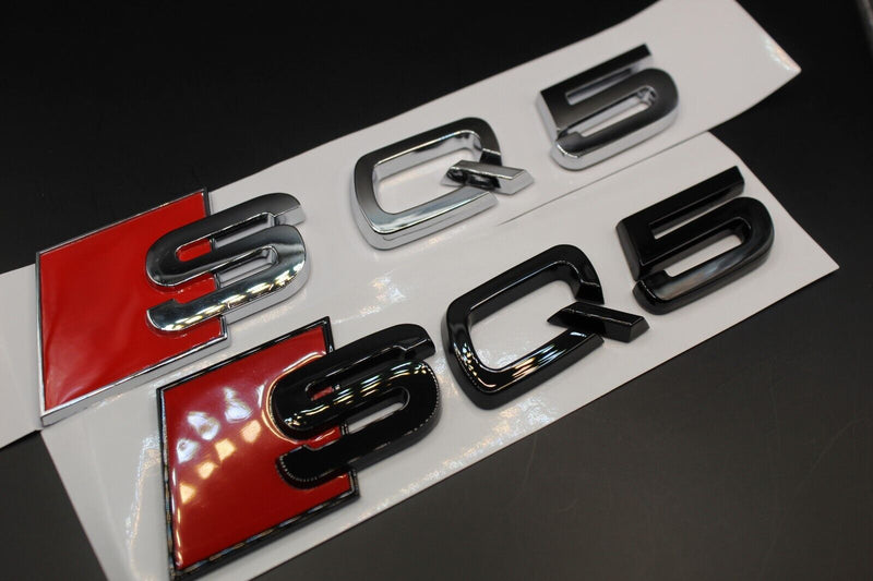 Gloss Black/Chrome Silver SQ5 Fits Audi Badge Letters Emblem Rear Trunk Boot Lid