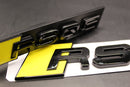 Gloss Black Yellow RSQ5 Front Grille Stick-On & Rear Boot Badge Set Fit For AUDI