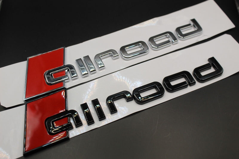 Gloss Black/Chrome Silver Allroad For Audi Badge Letters Emblem Boot Rear Trunk