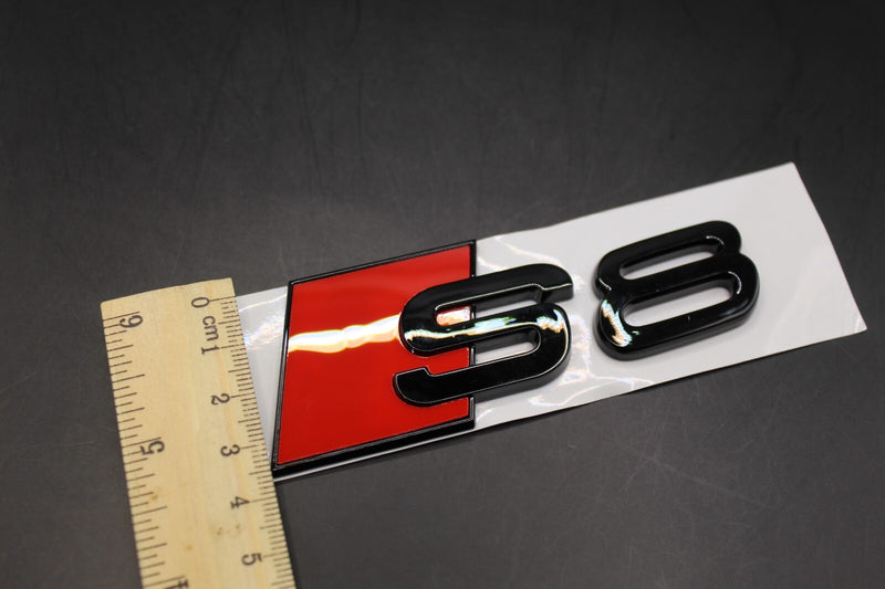 Gloss Black/Chrome Silver S8 Fits Audi Badge Letters Emblem Rear Trunk Boot Lid