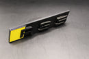 Gloss Black Yellow RS5 Front Grille Stick-On & Rear Boot Badge Set Fit For AUDI