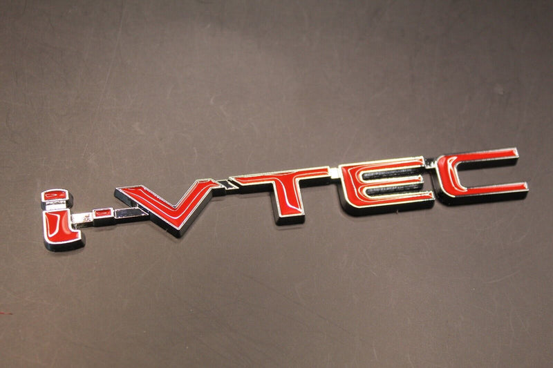 i-vtec i vtec Side Fender Wing Door Boot Badge Emblem Black Chrome Red for Honda