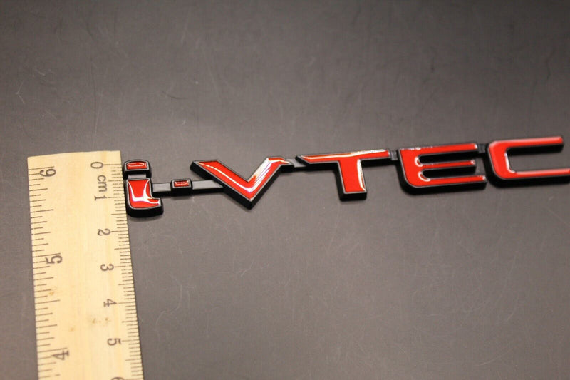 i-vtec i vtec Side Fender Wing Door Boot Badge Emblem Black Chrome Red for Honda