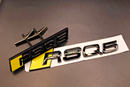 Gloss Black Yellow RSQ5 Front Grille Honeycomb & Rear Boot Badge Set For AUDI