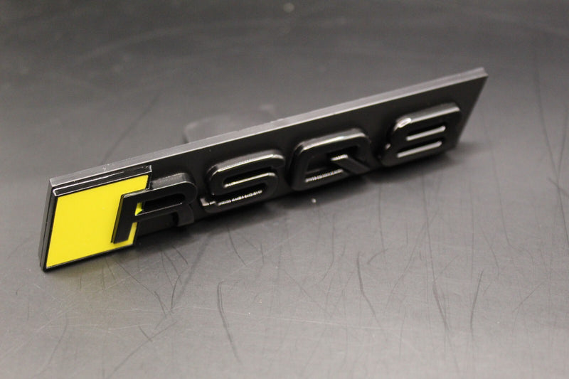 Gloss Black Yellow RSQ8 Front Grille Stick-On Badge Fit For AUDI