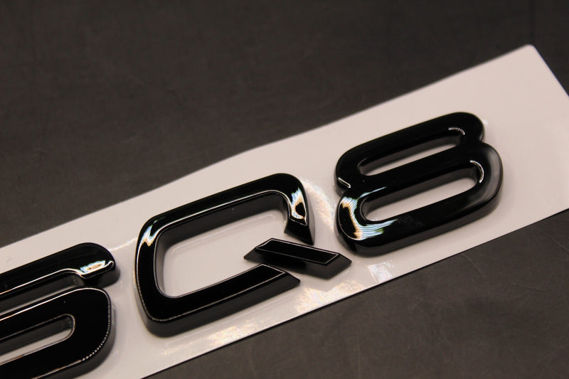 Gloss Black Yellow RSQ8 Front Grille Stick-On & Rear Boot Badge Set Fit For AUDI