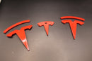 Red Model Y Overlay Badge Set For Tesla Front/Rear/Steering Wheel
