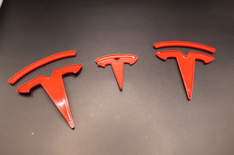 Red Model Y Overlay Badge Set For Tesla Front/Rear/Steering Wheel