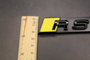 Gloss Black Yellow RS4 Front Grille Honeycomb & Rear Boot Badge Set Fit For AUDI