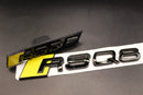 Gloss Black Yellow RSQ8 Front Grille Stick-On & Rear Boot Badge Set Fit For AUDI