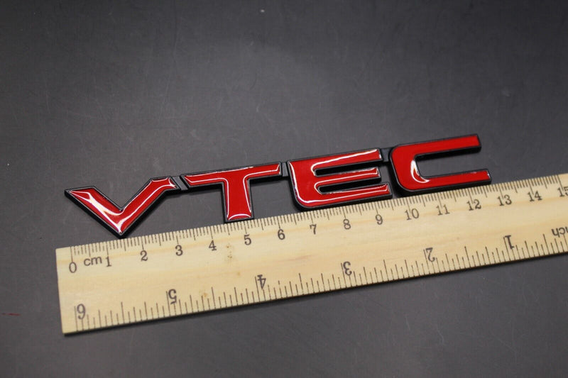 VTEC V TEC Side Fender Wing Door Boot Badge Emblem Black Chrome Red for Honda