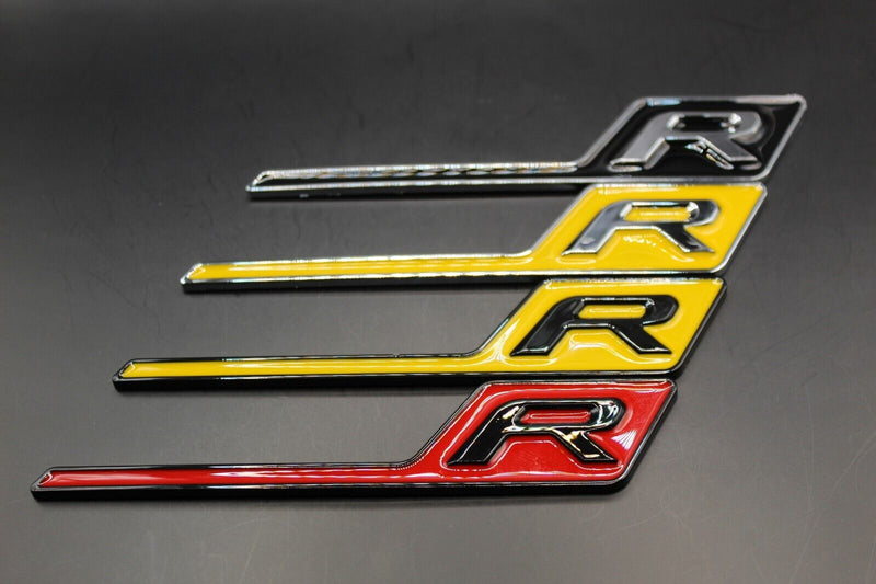 R Badge Black Yellow Red Black Chrome LETTER Rear Boot Tailgate For Mercedes