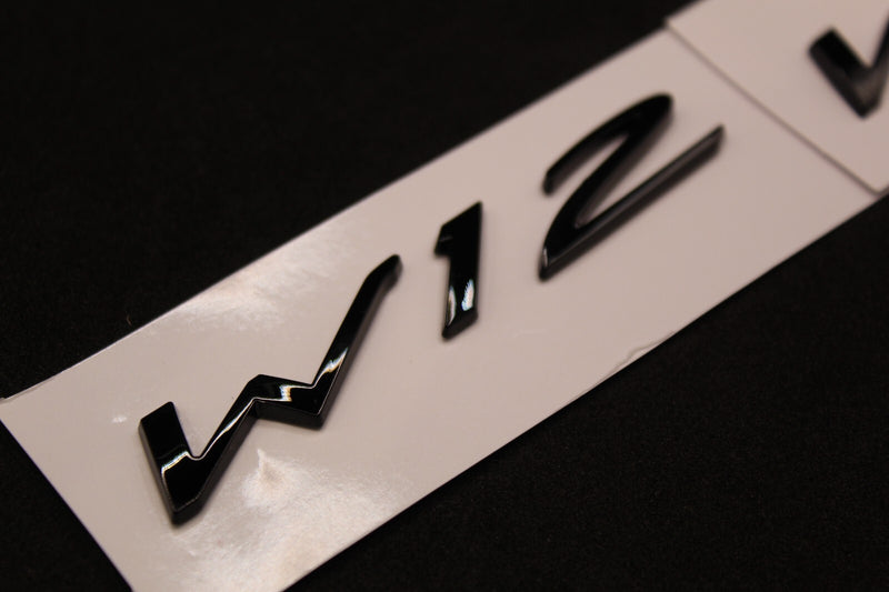 2Pc SET Gloss Black W12 Boot Rear Tailgate Letters Badge Fit For Bentley
