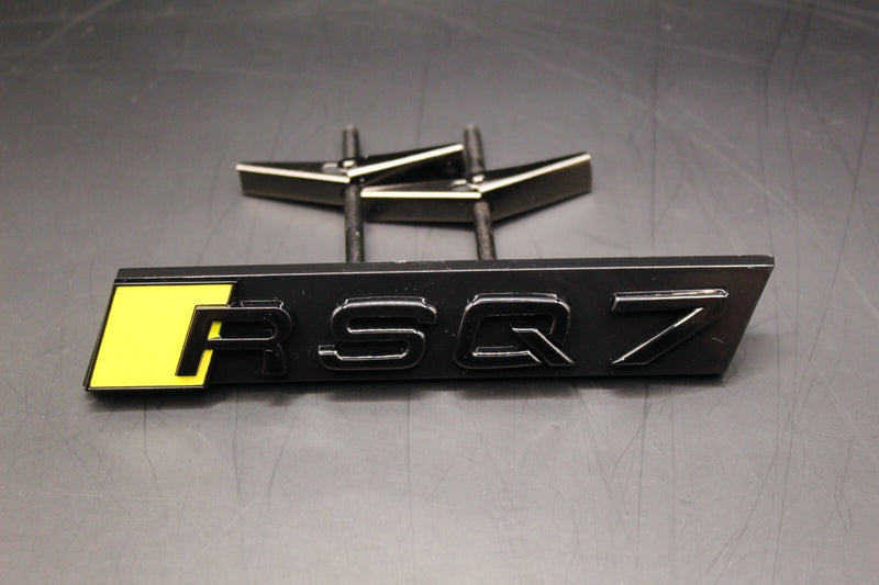 Gloss Black Yellow RSQ7 Front Grille Honeycomb Clip Bracket Badge Fit For AUDI