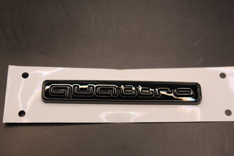 2pc Set quattro Gloss Black Front Grille Stick-On & Rear Boot Badge For AUDI
