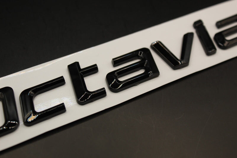 Gloss Black/Chrome Silver Octavia LETTERS For SKODA Badge Rear Boot