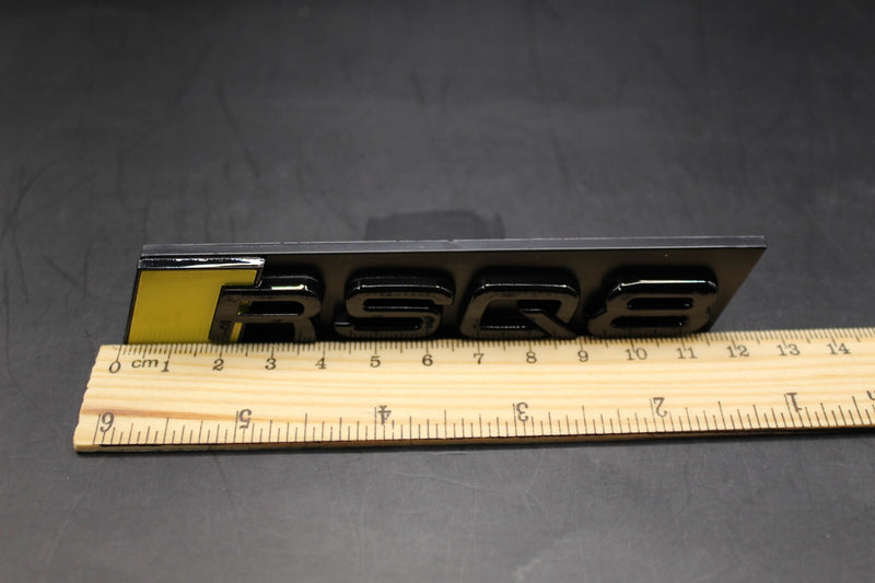 Gloss Black Yellow RSQ8 Front Grille Stick-On Badge Fit For AUDI