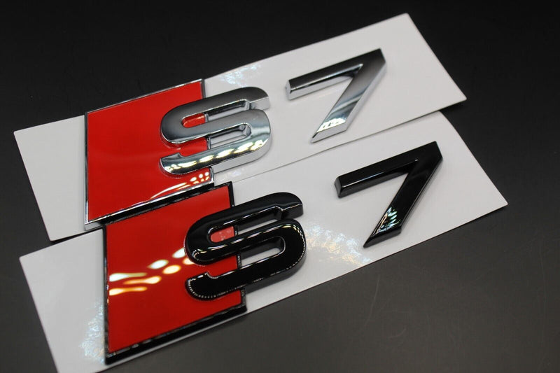 Gloss Black/Chrome Silver S7 Fits Audi Badge Letters Emblem Rear Trunk Boot Lid