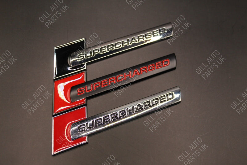 H.Q Supercharged Boot Rear Trunk Tailgate Badge Emblem Black Chrome Red for Audi