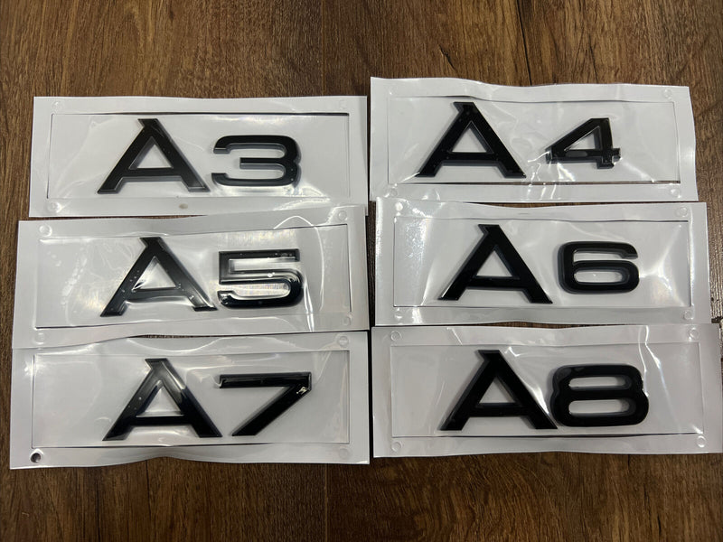 A3 A4 A5 A6 A7 A8 FITS AUDI BOOT REAR TAILGATE BADGE LETTERING GLOSS BLACK