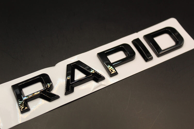 Gloss Black/Chrome Silver RAPID CAPITAL LETTERS For SKODA Badge Rear Trunk Boot