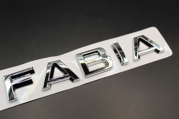 Gloss Black/Chrome Silver FABIA CAPITAL LETTERS For SKODA Badge Rear Trunk Boot