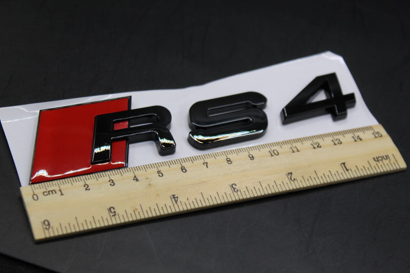 Gloss Black/Chrome Silver RS4 Fits Audi Badge Letters Emblem Rear Trunk Boot Lid