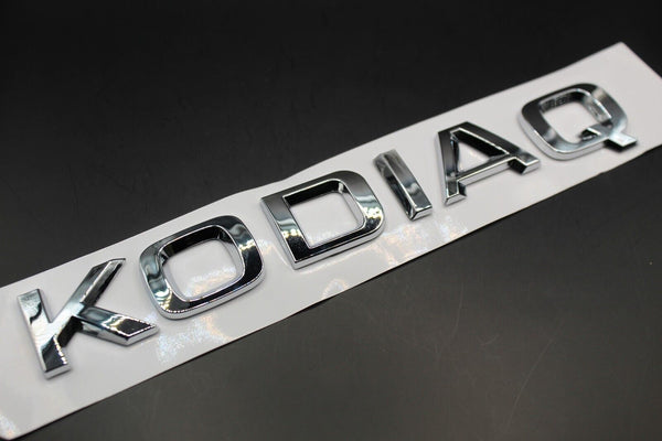 Gloss Black/Chrome Silver KODIAQ CAPITAL LETTERS For SKODA Badge Rear Boot