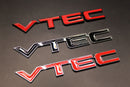 VTEC V TEC Side Fender Wing Door Boot Badge Emblem Black Chrome Red for Honda