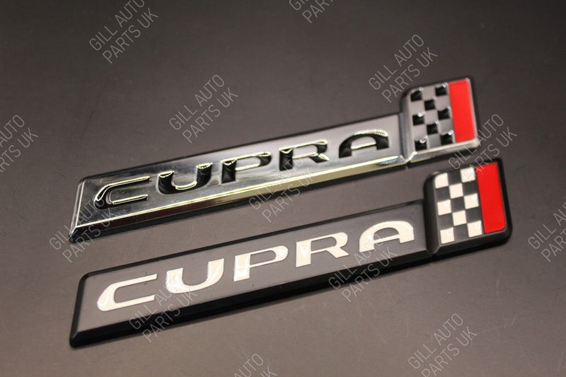 3D Chrome/Black Cupra Chequered Flag Badge Emblem for Seat