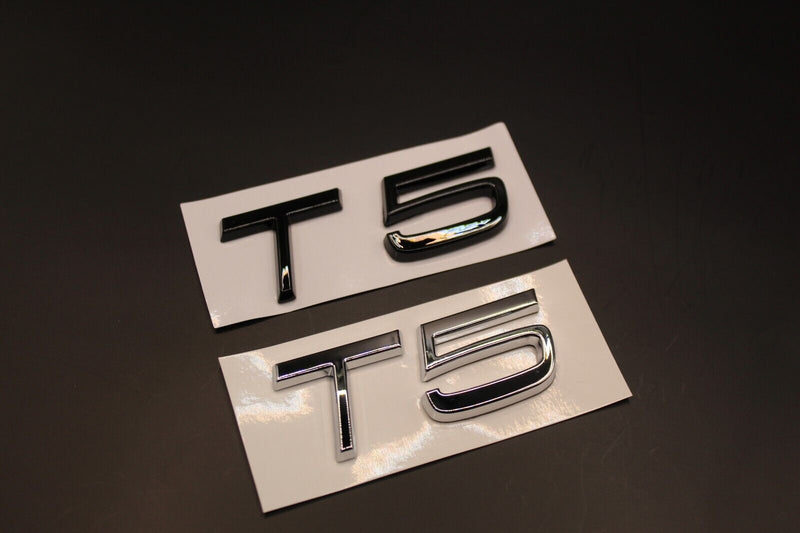 Gloss Black Chrome Silver T5 LETTERS Badge Rear Boot Tailgate For VOLVO