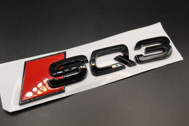 Gloss Black/Chrome Silver SQ3 Fits Audi Badge Letters Emblem Rear Trunk Boot Lid