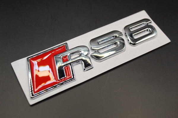 Matte Black/Chrome Silver RS6 Fits Audi Badge Letters Emblem Rear Trunk Boot Lid