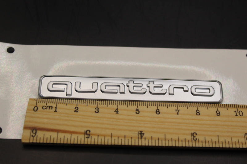 2pc Set quattro Matte Silver Front Grille Stick-On & Rear Boot Badge For AUDI