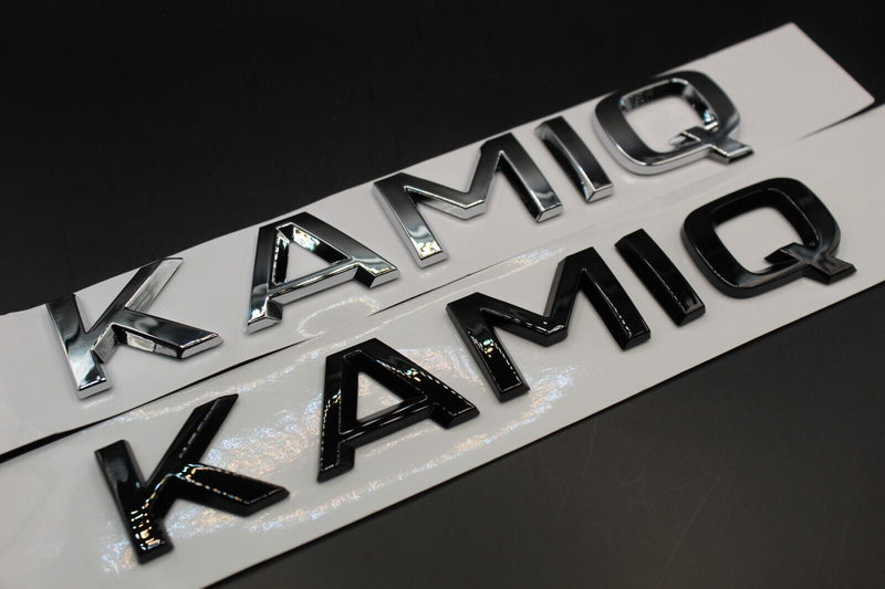 Gloss Black/Chrome Silver KAMIQ CAPITAL LETTERS For SKODA Badge Rear Trunk Boot