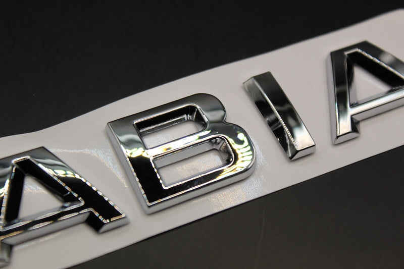 Gloss Black/Chrome Silver FABIA CAPITAL LETTERS For SKODA Badge Rear Trunk Boot