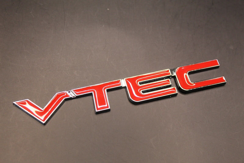 VTEC V TEC Side Fender Wing Door Boot Badge Emblem Black Chrome Red for Honda