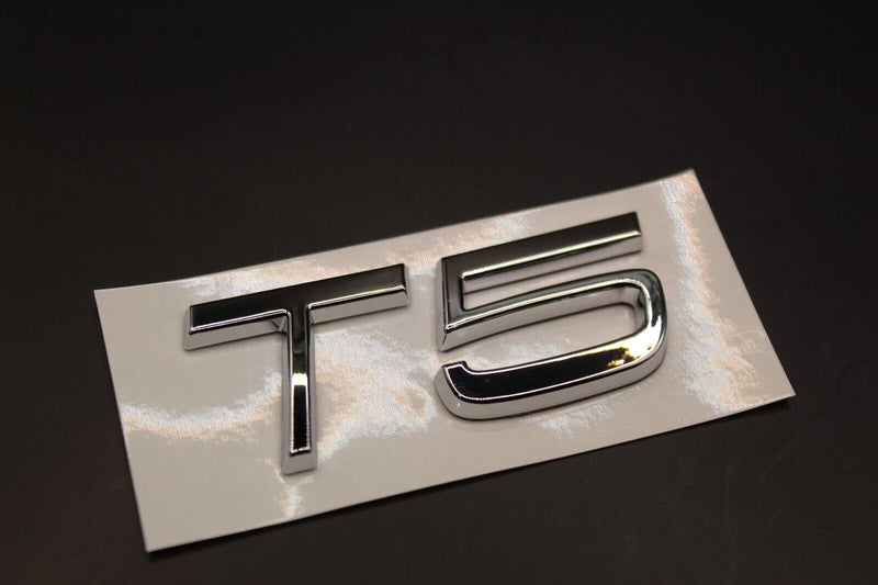 Gloss Black Chrome Silver T5 LETTERS Badge Rear Boot Tailgate For VOLVO