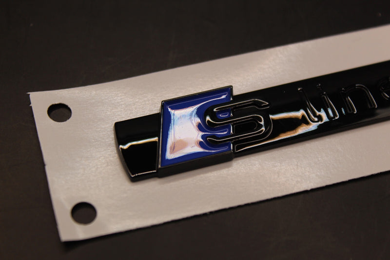 2pc Set S-Line Blue Gloss Black Side Fender Wing Badge Set For AUDI