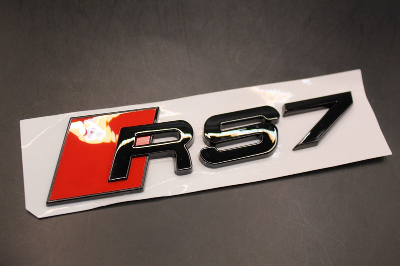Gloss Black/Chrome Silver RS7 Fits Audi Badge Letters Emblem Rear Trunk Boot Lid