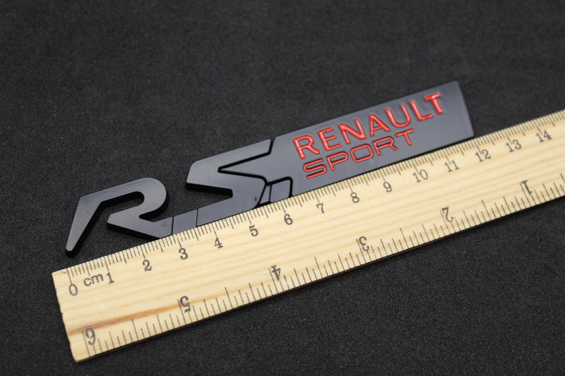 Matte Black Red R.S. RS Boot Rear Tailgate Fender Wing Badge For Renault Sport