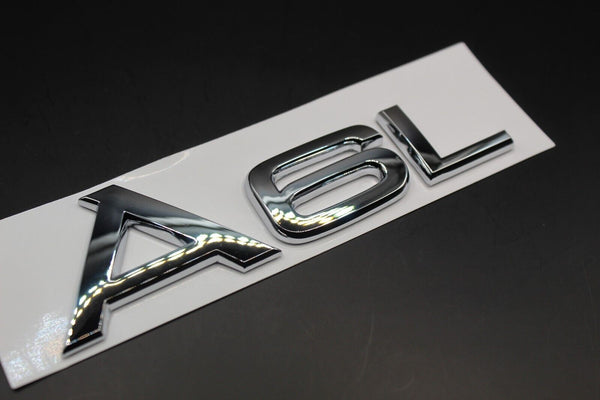 Gloss Black/Chrome Silver A6L Fits Audi Badge Letters Emblem Rear Trunk Boot Lid