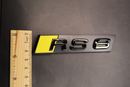 Gloss Black Yellow RS6 Front Grille Honeycomb & Rear Boot Badge Set Fit For AUDI