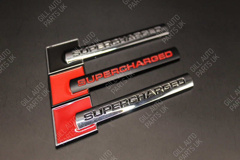 H.Q Supercharged Boot Rear Trunk Tailgate Badge Emblem Black Chrome Red for Audi