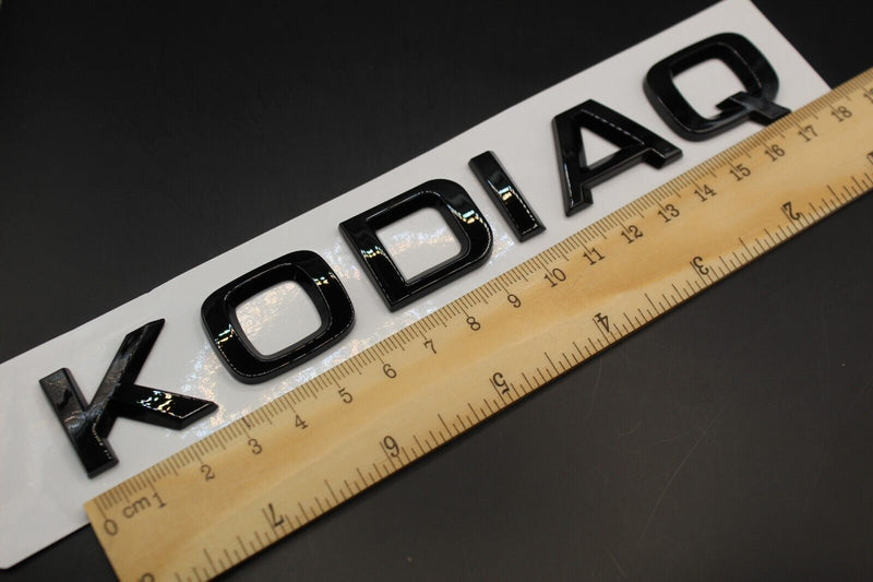 Gloss Black/Chrome Silver KODIAQ CAPITAL LETTERS For SKODA Badge Rear Boot