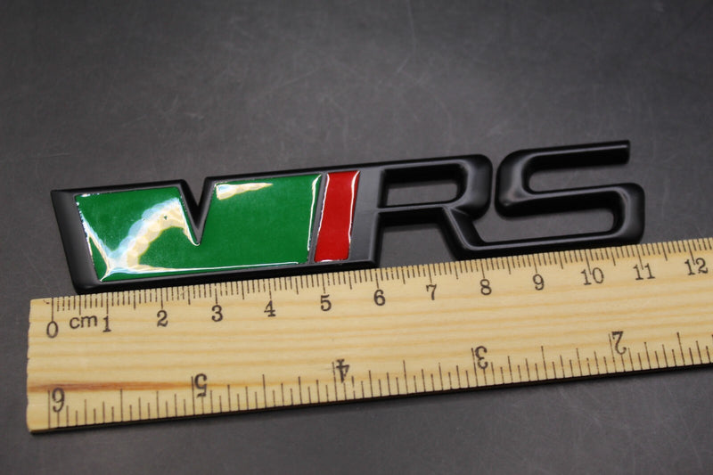 Green Black Red VRS Front Grille & Rear Boot Badge Set For Skoda
