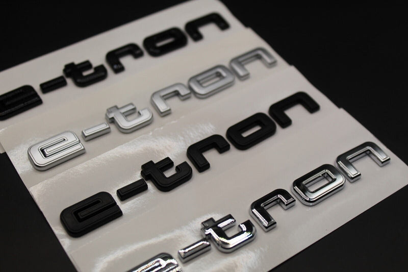 e-tron Gloss Matte Black Chrome Silver Sport Letters Badge Rear Boot FOR Audi